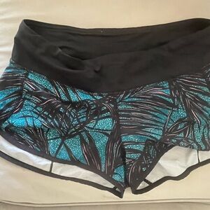 Women's Teal Palm Print Athletic Shorts